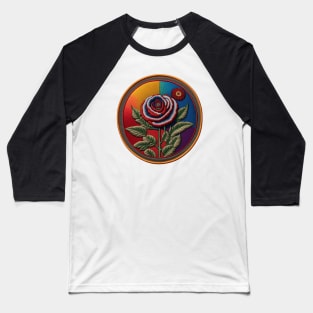 Dead-inspired Rose Embroidered Patch Baseball T-Shirt